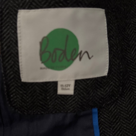 Mini Boden Gray Tweed Herringbone Boys Wool Blazer With Fun Space Theme Lining - Picture 2 of 5